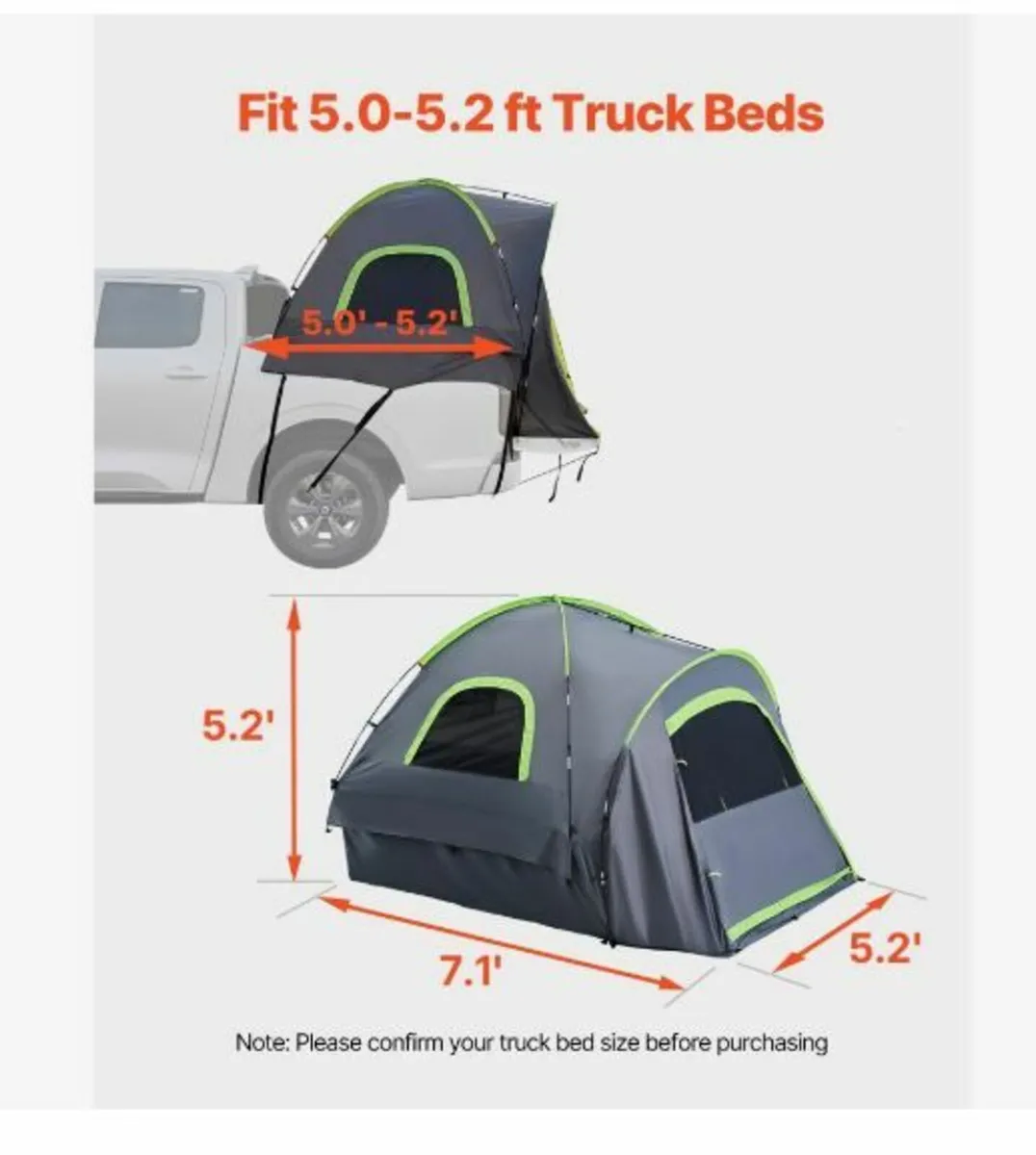 Truck Tent 5.0-5.2ft Waterproof - Image 3
