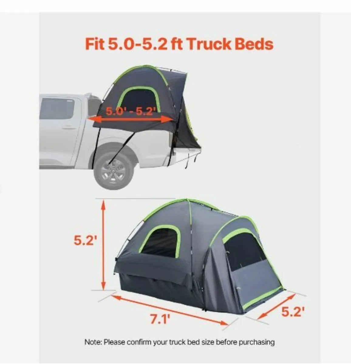 Truck Tent 5.0-5.2ft Waterproof - Image 2