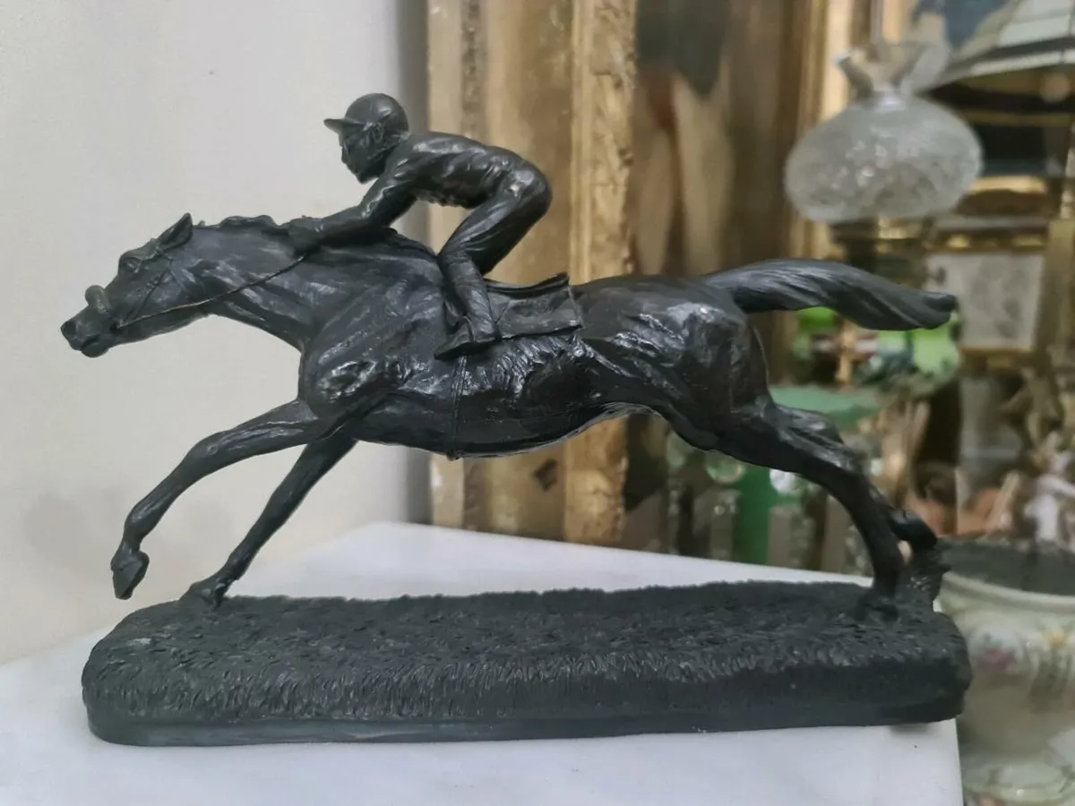 Genesis horse and jockey bronze sculpture - Image 1