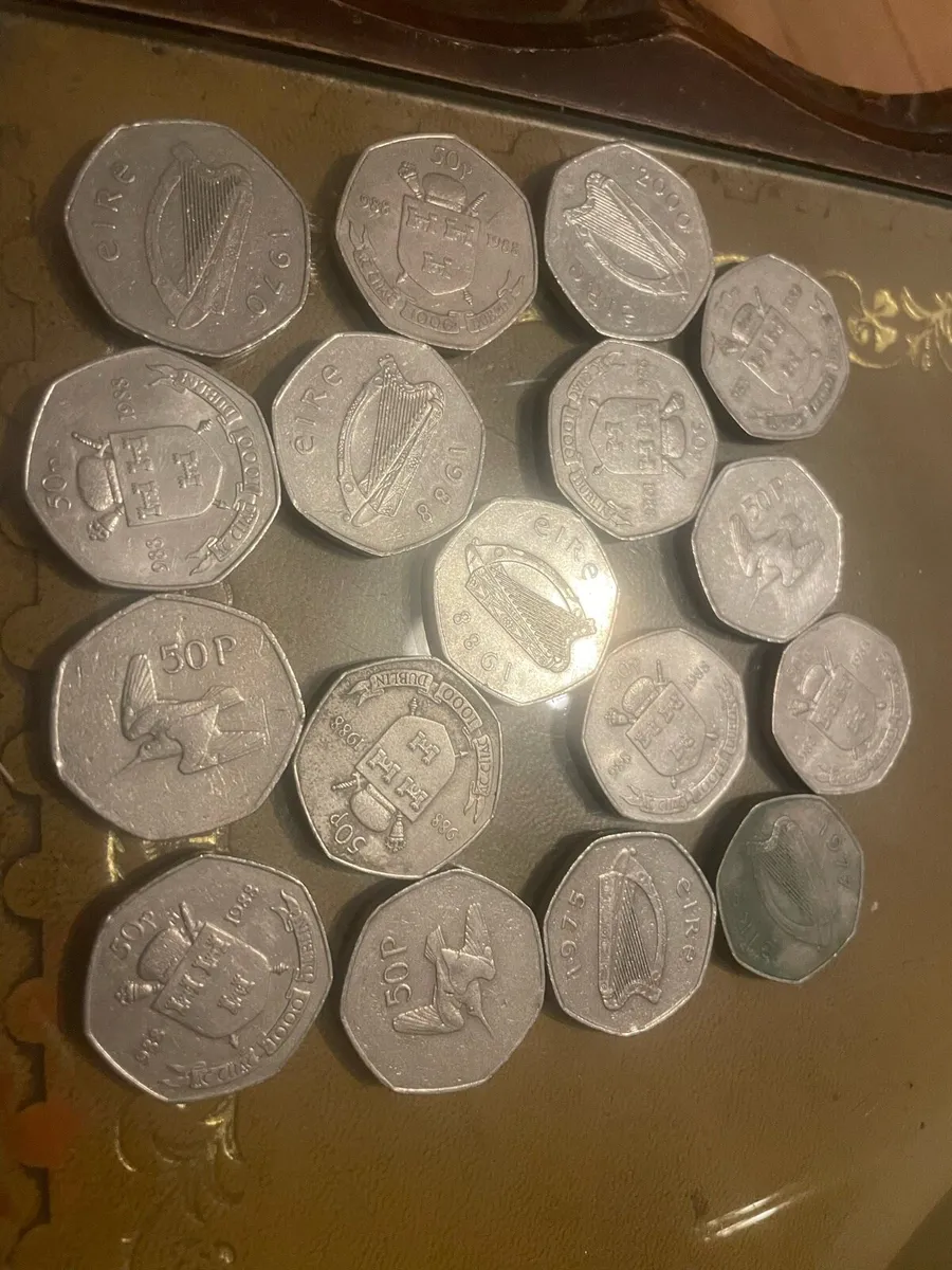 Old 50p Irish coins - Image 1