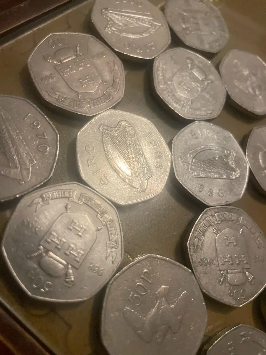 Old 50p Irish coins - Image 2