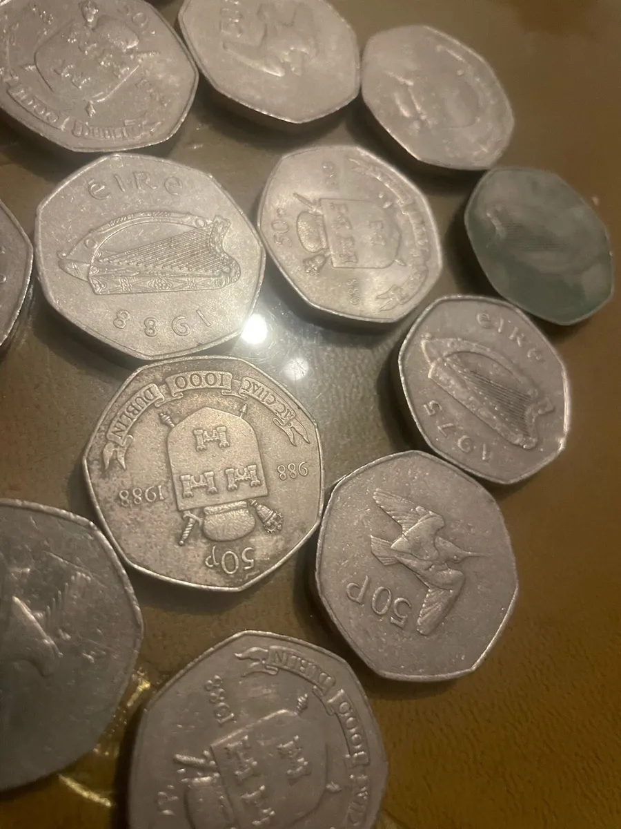 Old 50p Irish coins - Image 3
