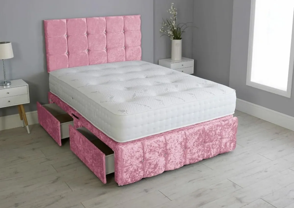 "Paris Cube Divan Drawer Storage Beds" - Image 1