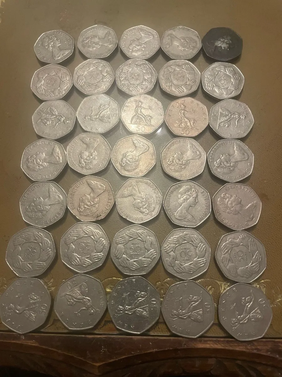 Old 50p English coins - Image 1