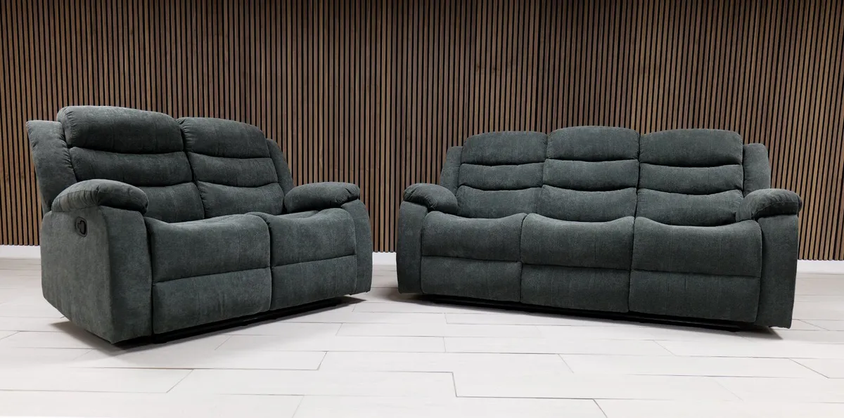 "Roma 3+2 Dark Grey Fabric Manual Recliner" - Image 2