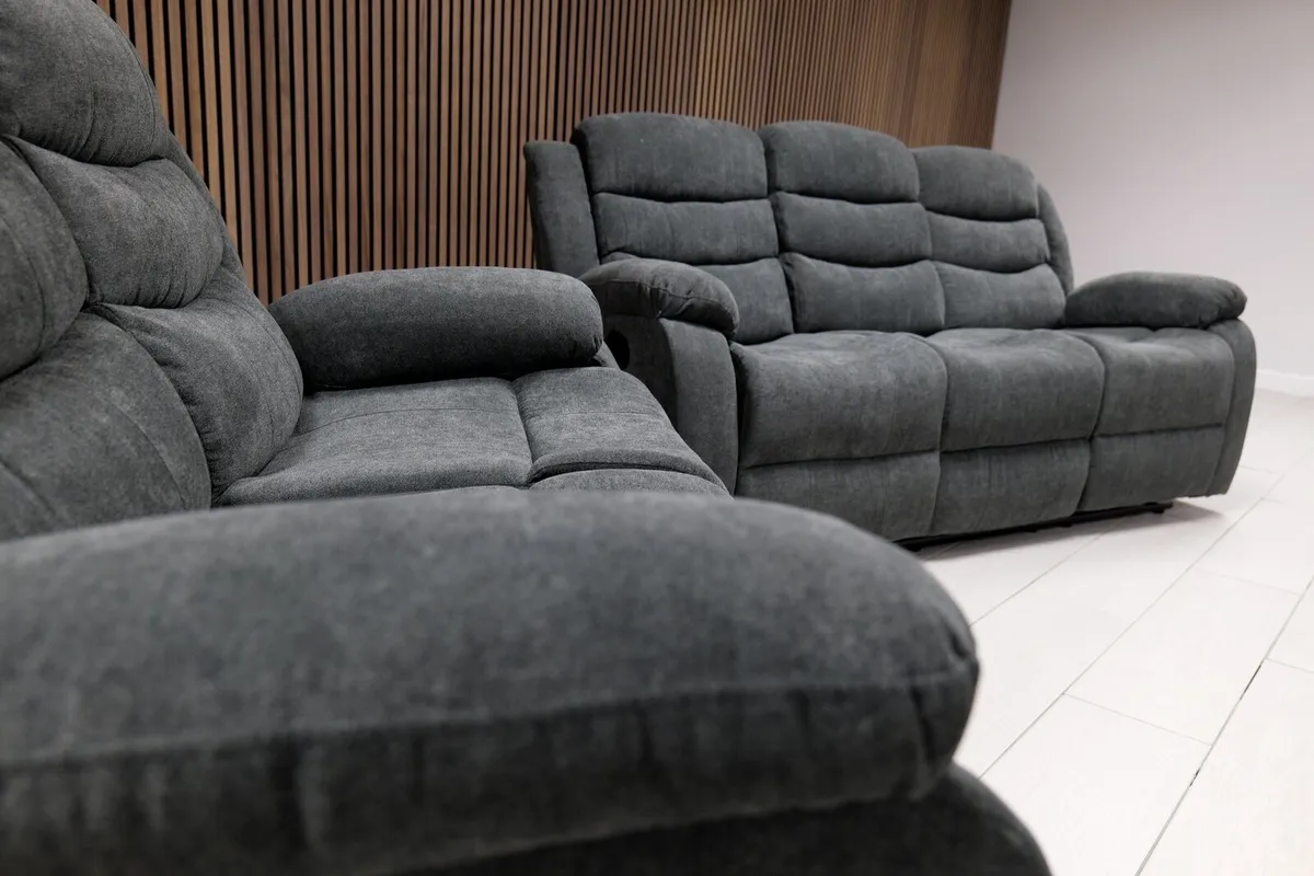"Roma 3+2 Dark Grey Fabric Manual Recliner" - Image 3