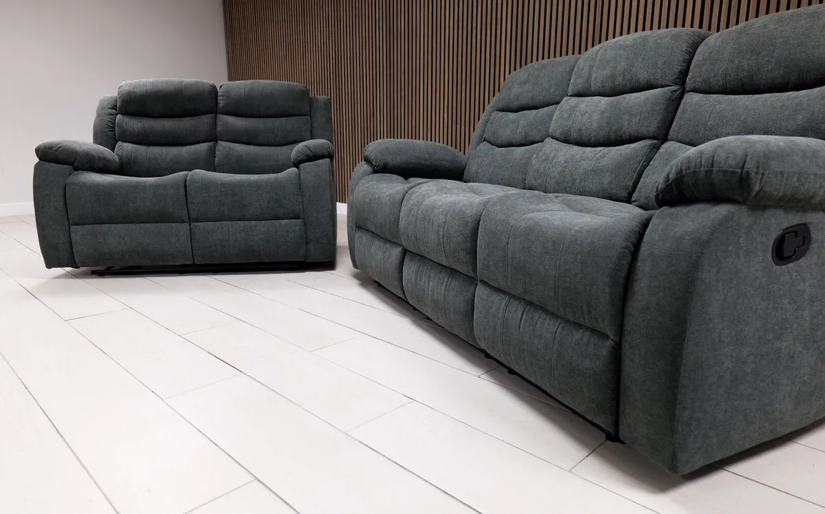 "Roma 3+2 Dark Grey Fabric Manual Recliner" - Image 4