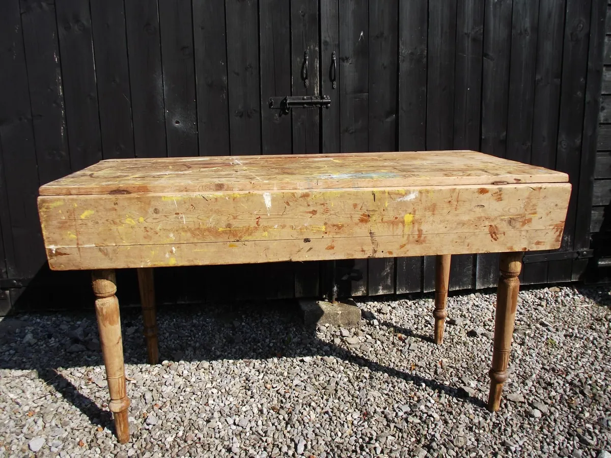 Antique Pine Kitchen Table - Image 1