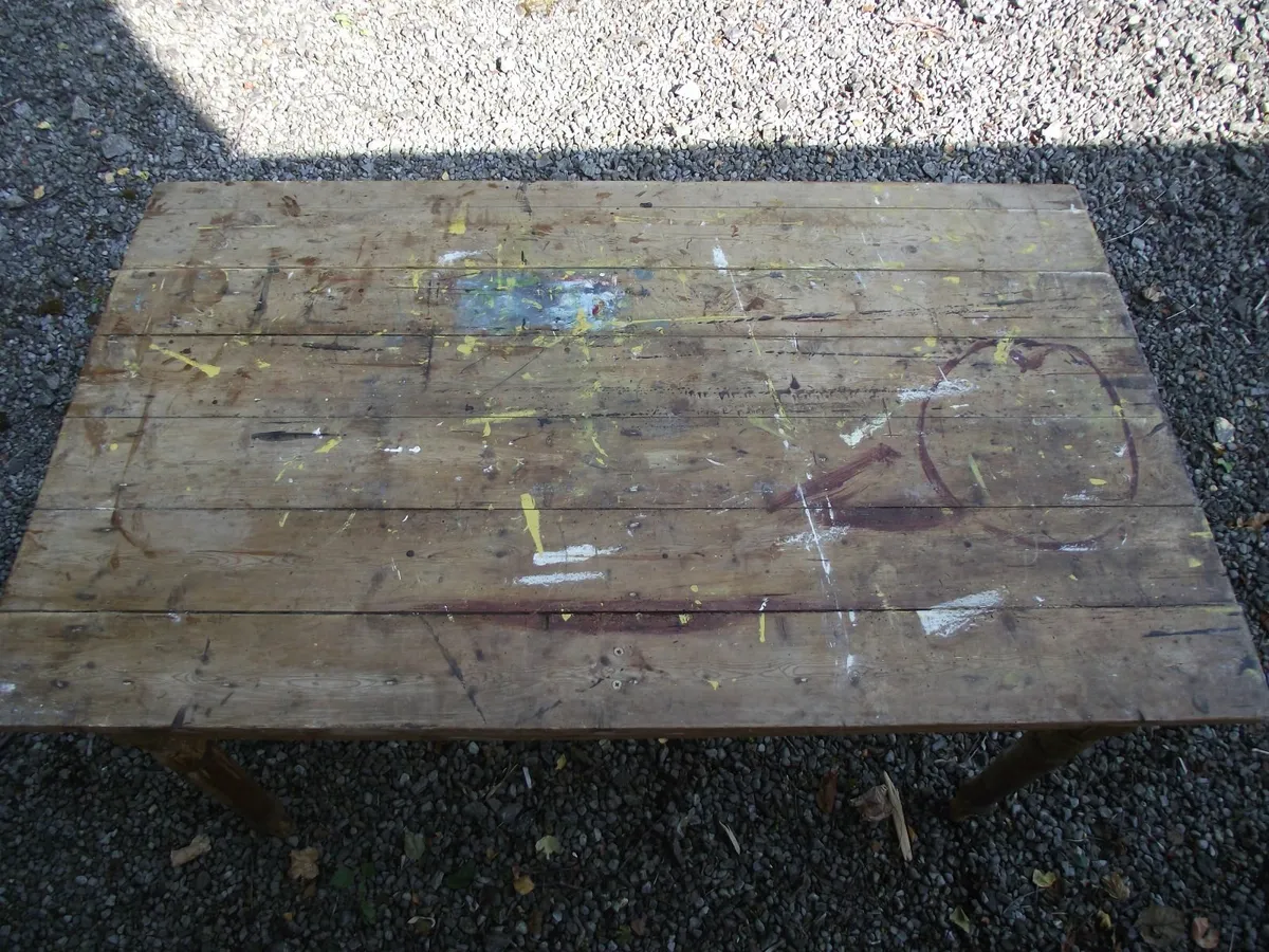 Antique Pine Kitchen Table - Image 3
