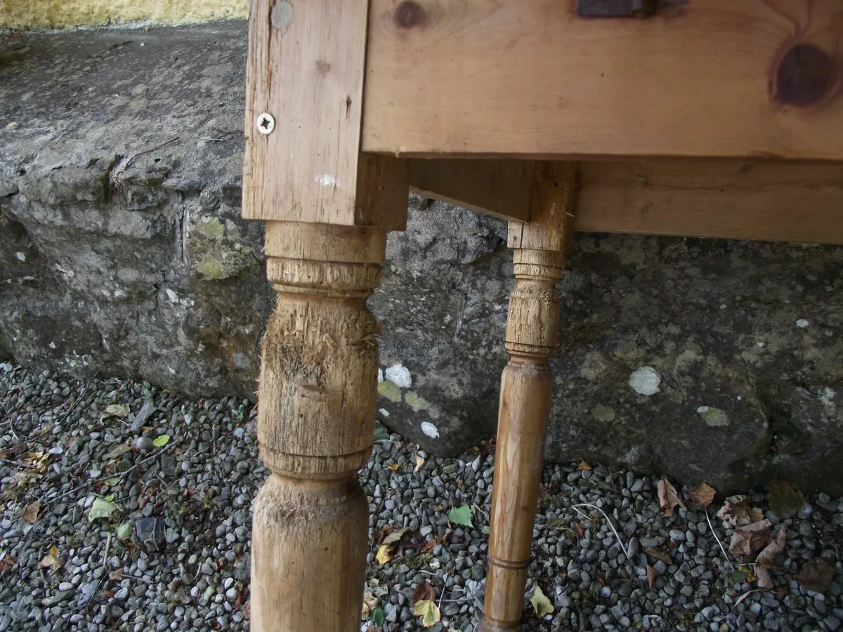 Antique Pine Kitchen Table - Image 4