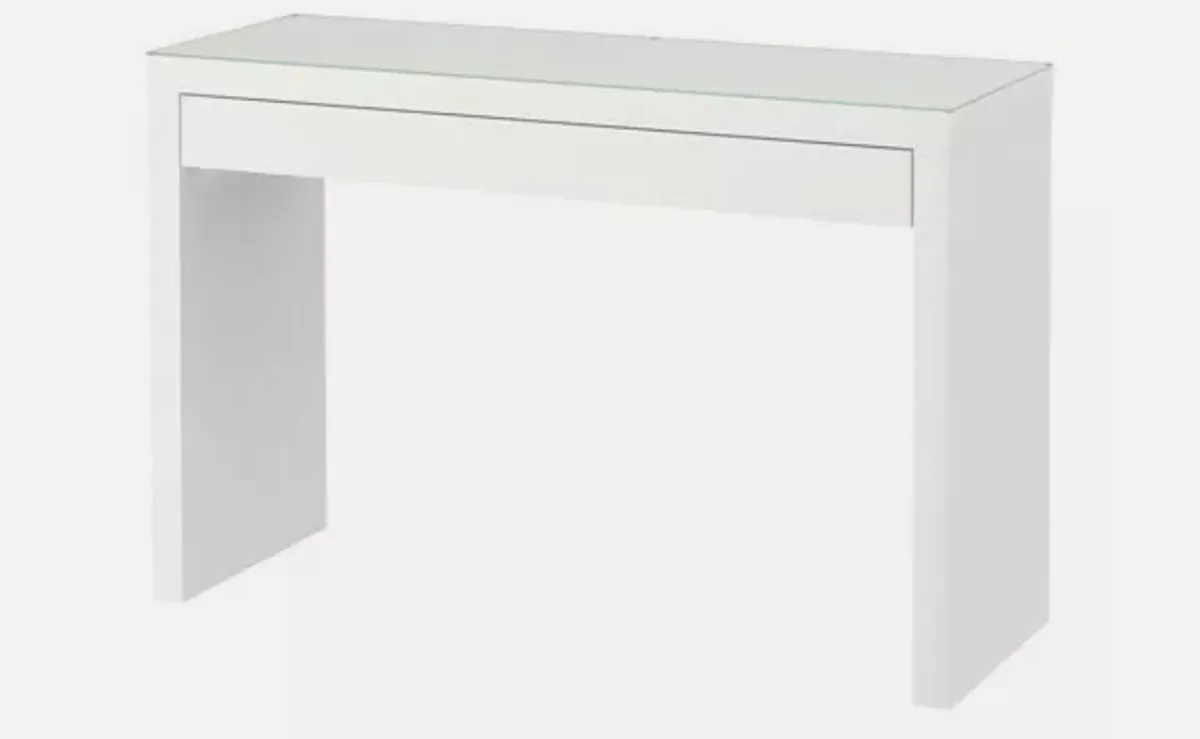 Ikea malm makeup desk, mirror and lights - Image 2