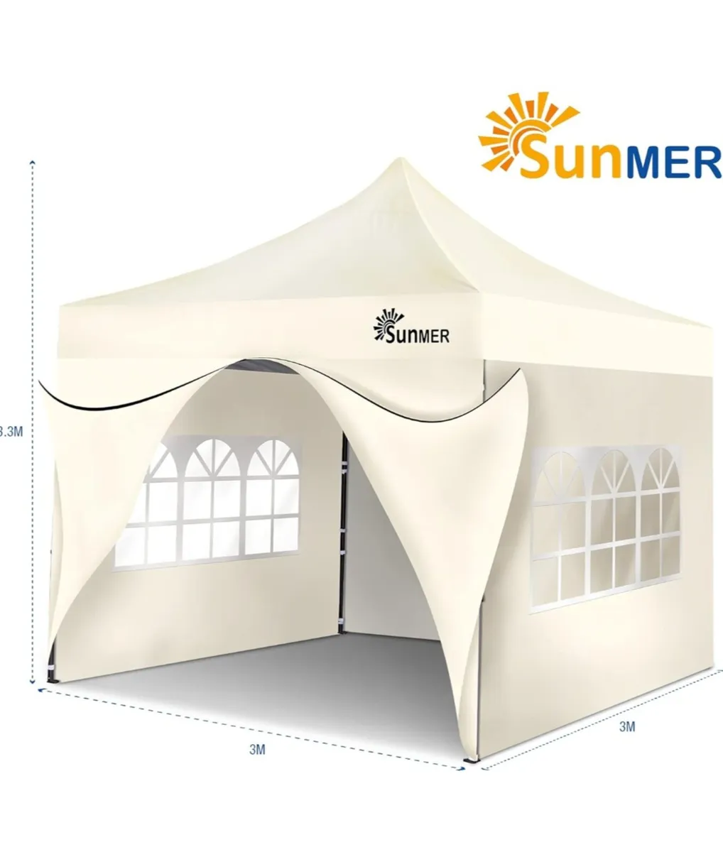 SUNMER 3x3M Pop-Up Gazebo with 4 Sides - Fully Wat - Image 1