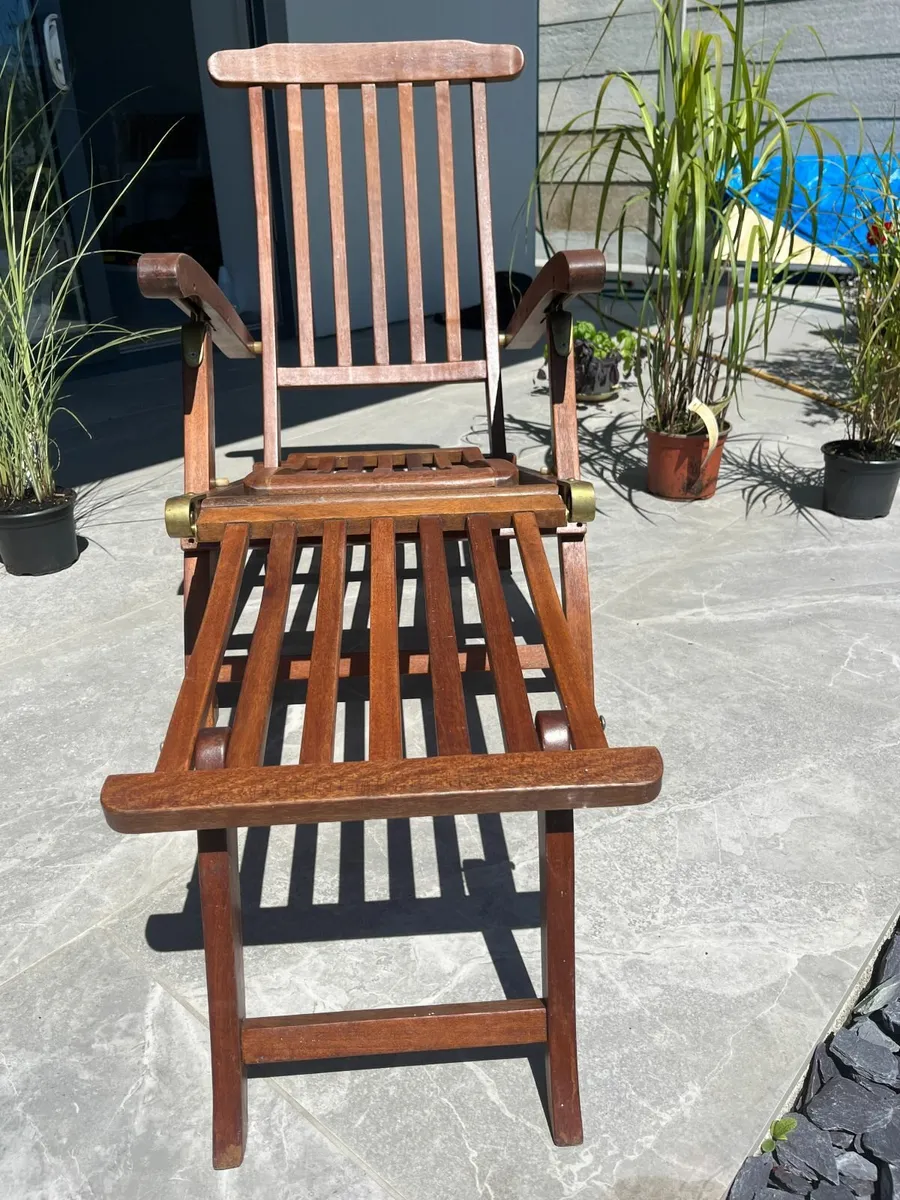 Solid Teak Sun Lounger - Image 1