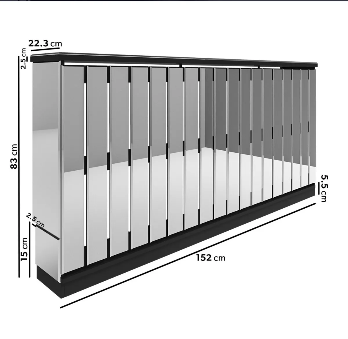 Mirrored Radiator Cover with Black Detail - Image 1
