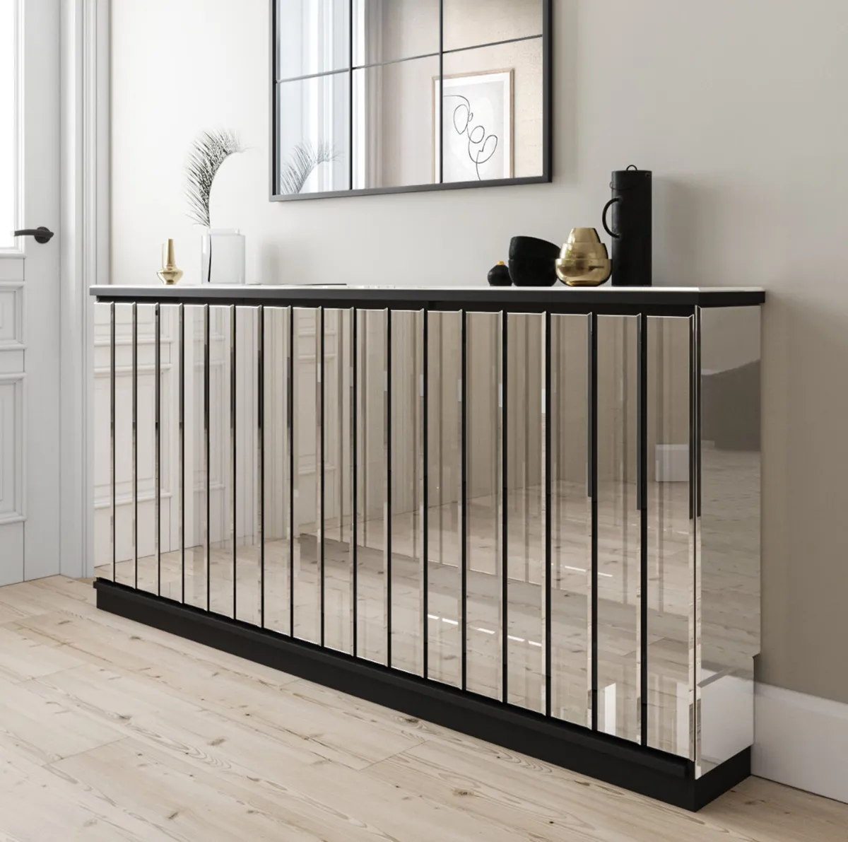 Mirrored Radiator Cover with Black Detail - Image 2