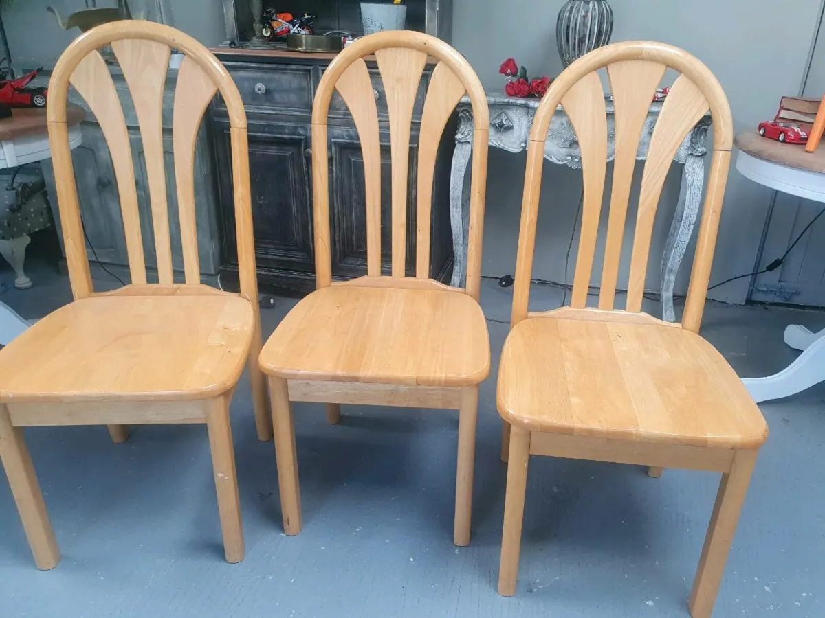 3 solid wood kitchen dining chairs - Image 1