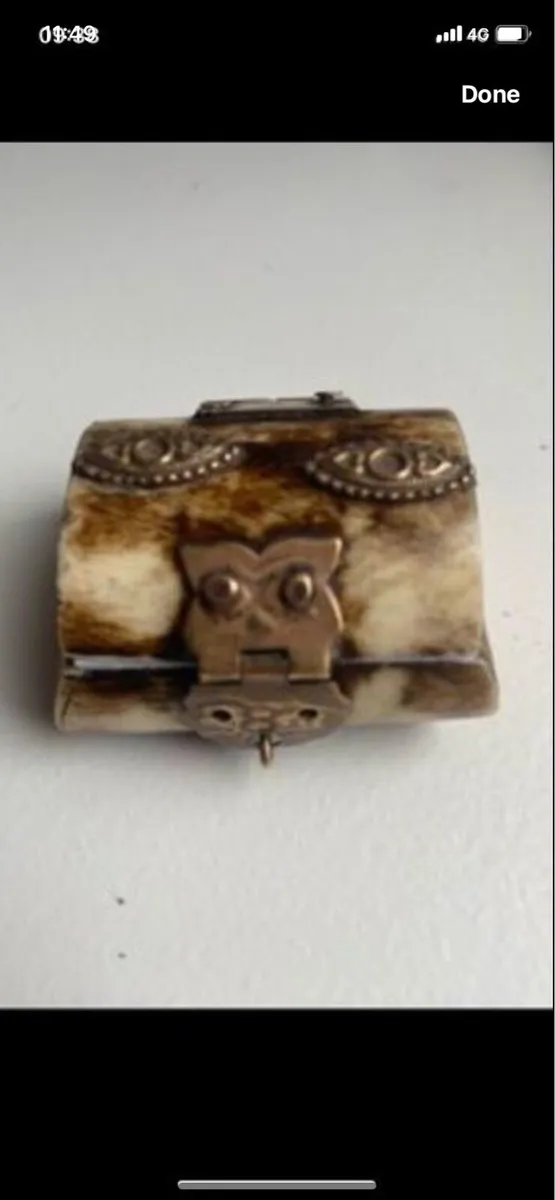 Vintage Bone & Brass Ring/ Jewellery Box - Image 1
