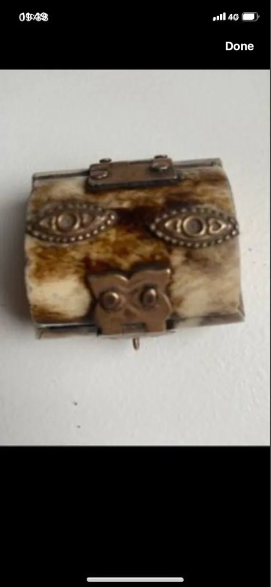 Vintage Bone & Brass Ring/ Jewellery Box - Image 2