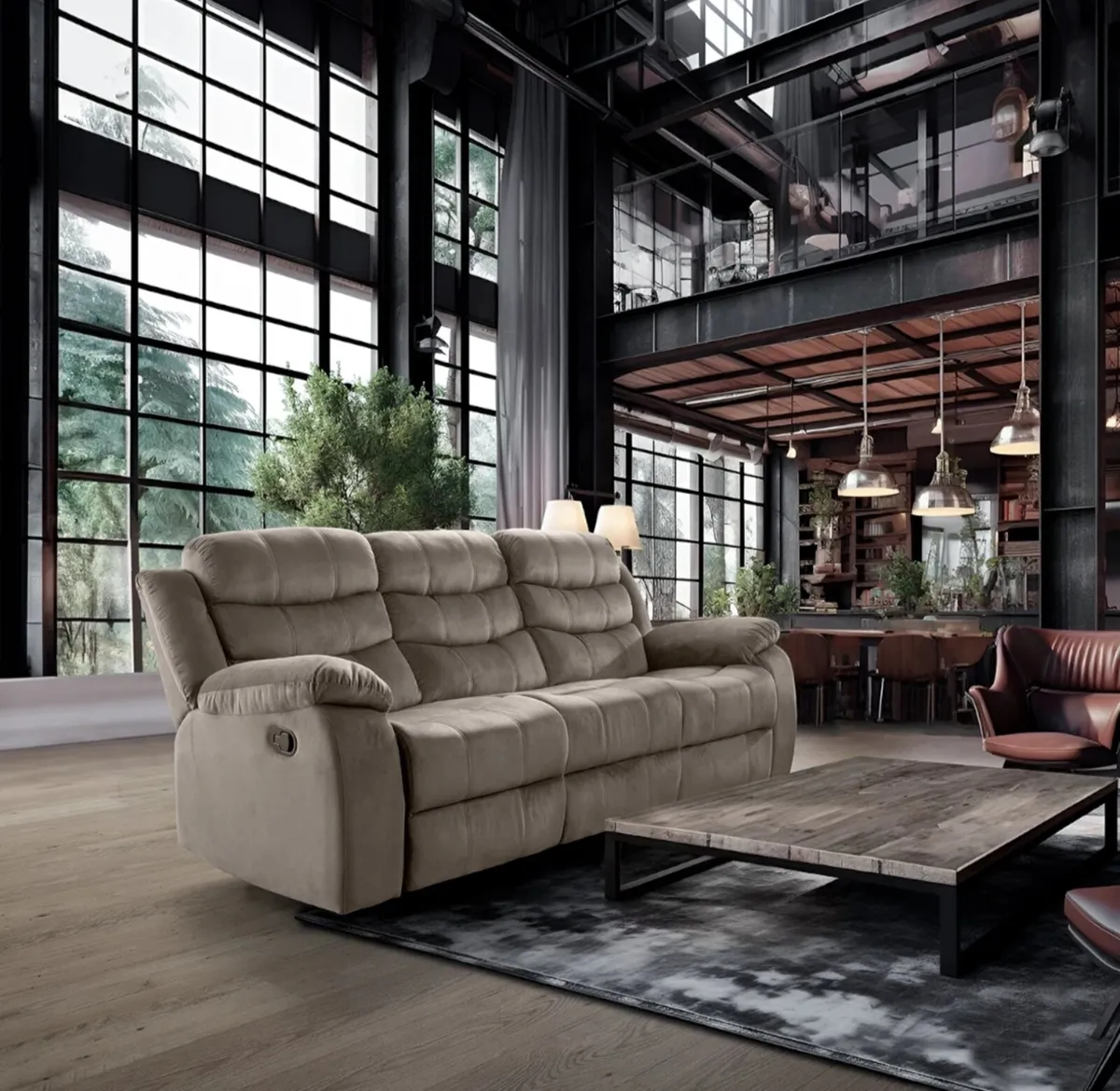 Large Recliner Sofa – 3 Seat Grey or Brown - Image 3