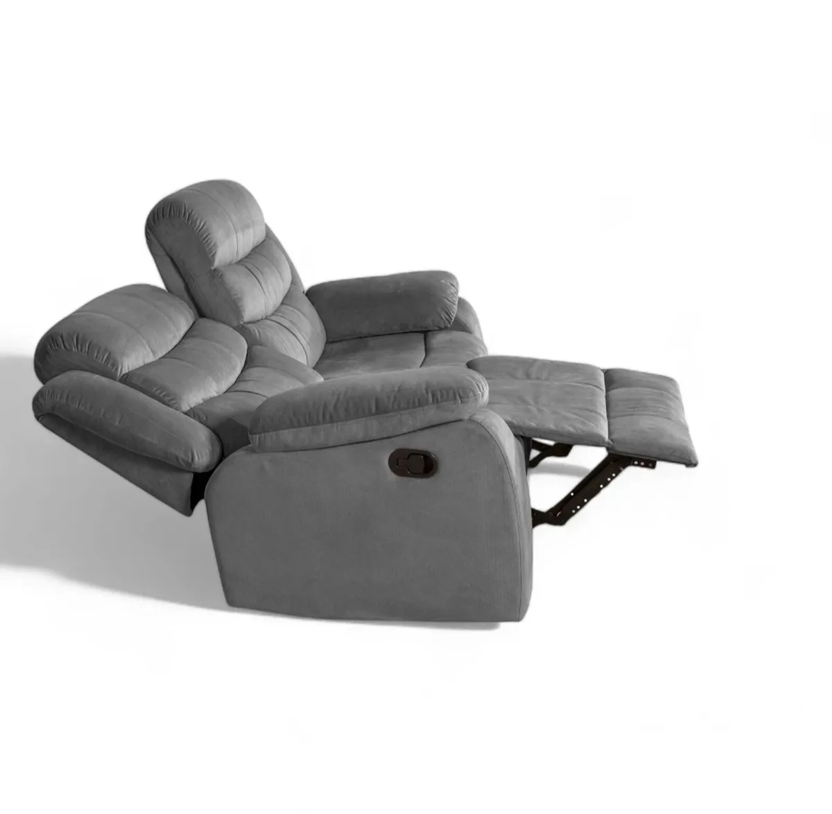 2 Seater Recliner Sofa – Brown Grey Fabric - Image 2