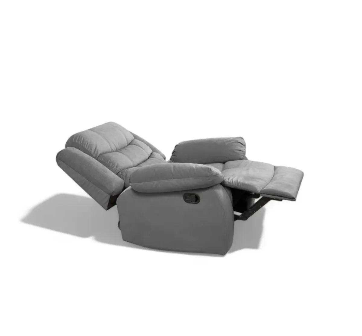 Single Chair Fabric Recliner Sofa Grey & Brown - Image 3
