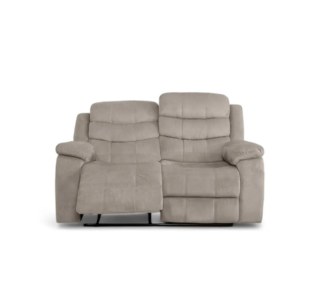 2 Seater Fabric Recliner Sofa - Grey & Brown - Image 1