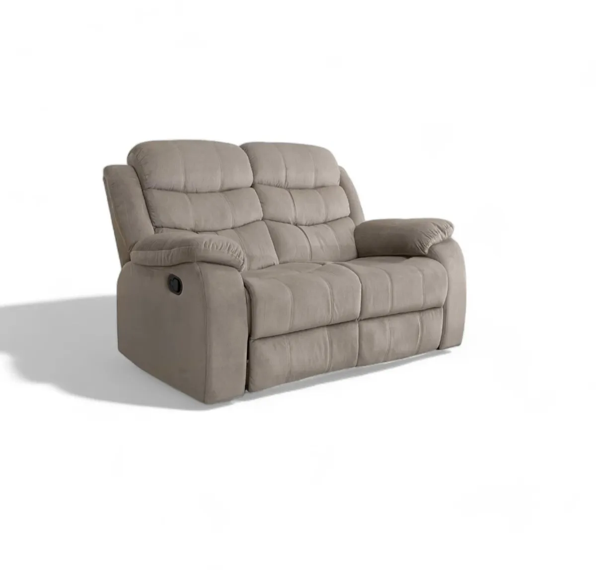 2 Seater Fabric Recliner Sofa - Grey & Brown - Image 2