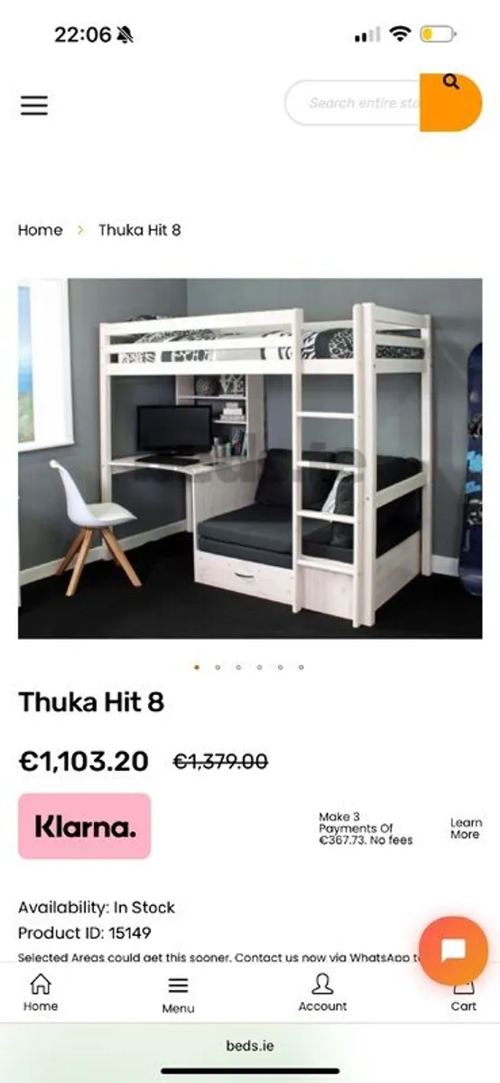 Children's High Sleeper with a desk and a pull out chair bed - Image 1
