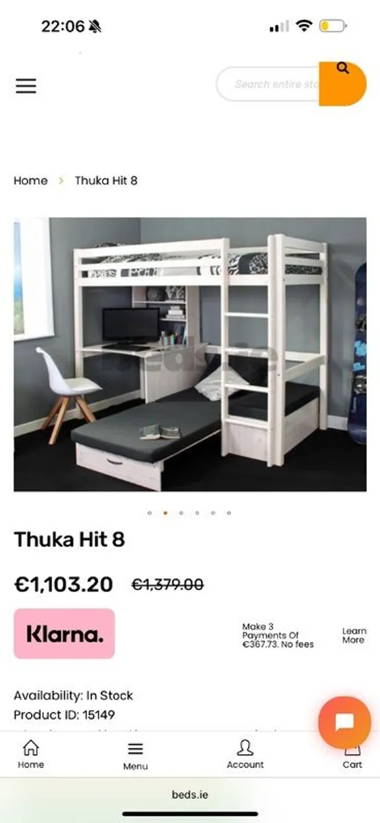 Children's High Sleeper with a desk and a pull out chair bed - Image 2