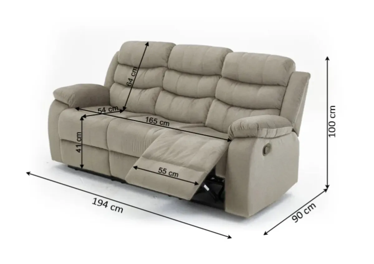 Large Recliner Sofa – 3 Seat Grey or Brown - Image 4