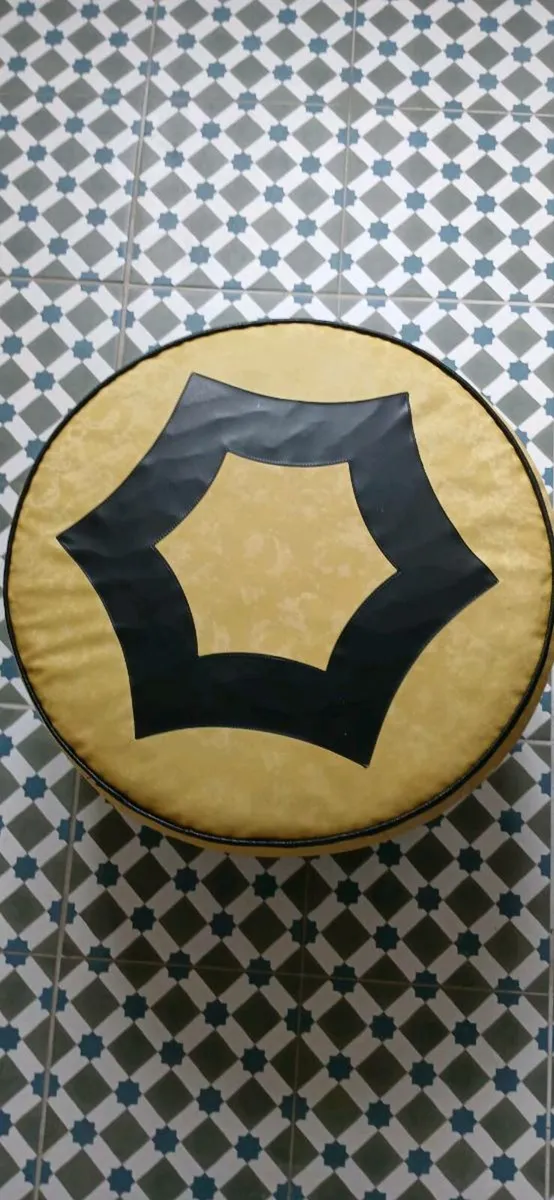 Mid-century Round Drum Pouffe - Image 3