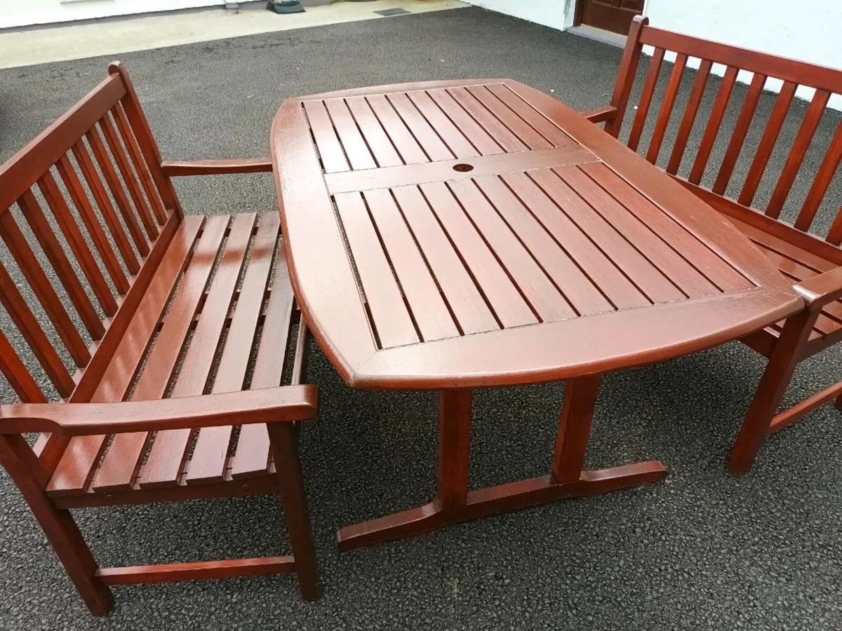 Garden table and benches - Image 1