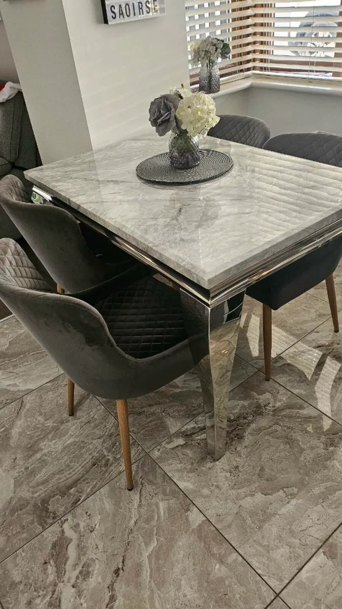 Marble table and 4 dinning chairs - Image 1