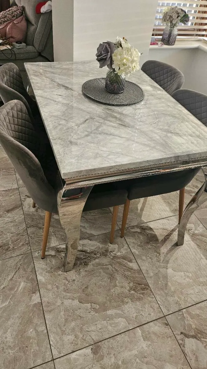 Marble table and 4 dinning chairs - Image 2