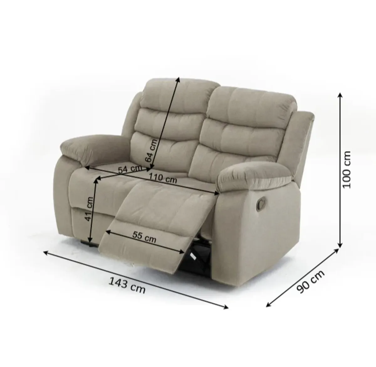 Fabric Recliner Sofa – 2 Seater Brown & Grey - Image 4