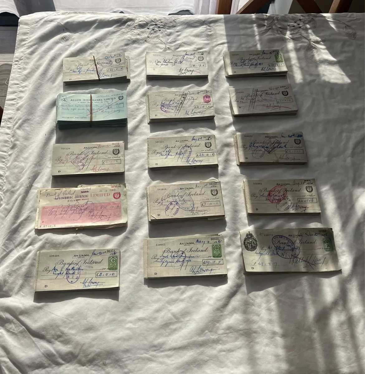 Large Collection of Vintage Bank of Ireland Cheque - Image 1