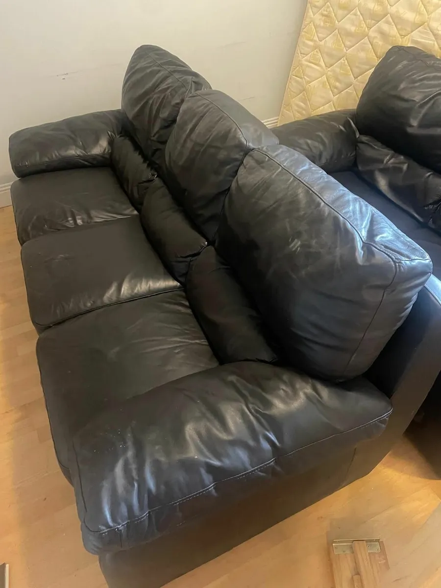 3 seater black Italian leather couch