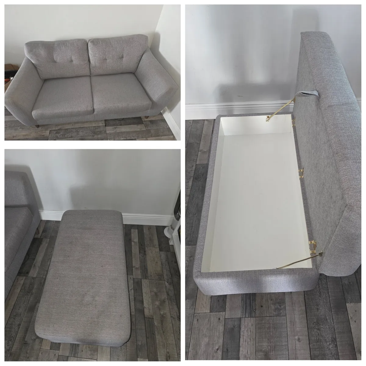 2 seater couch and matching storage footstool - Image 1