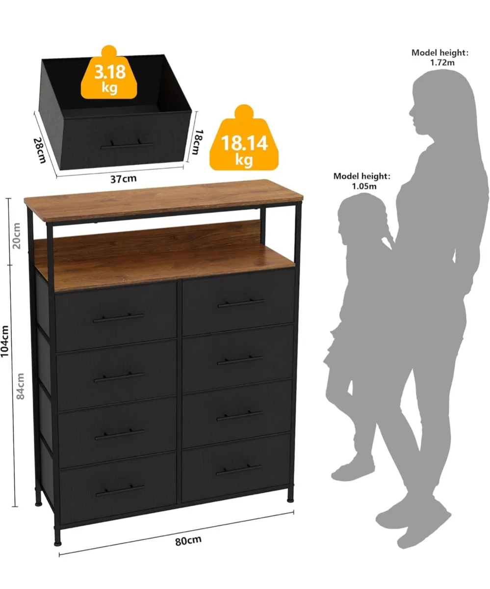 Chest of Drawers, Dresser for Bedroom with 8 Fabri - Image 2