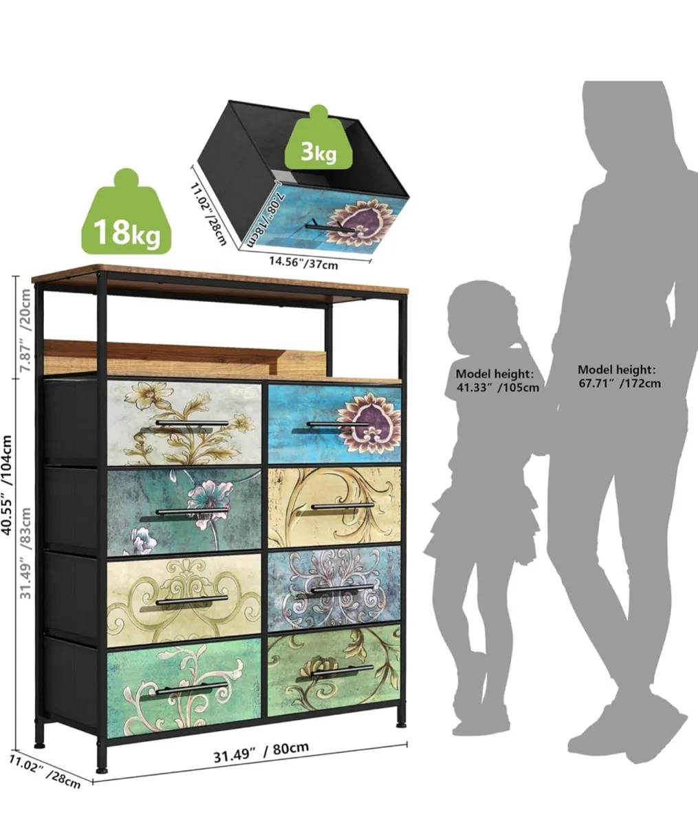 Chest of Drawers with Open Shelf, Dresser for Bedr - Image 2