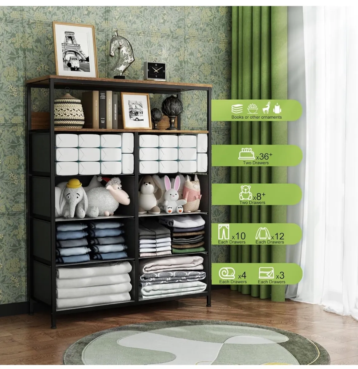 Chest of Drawers with Open Shelf, Dresser for Bedr - Image 4