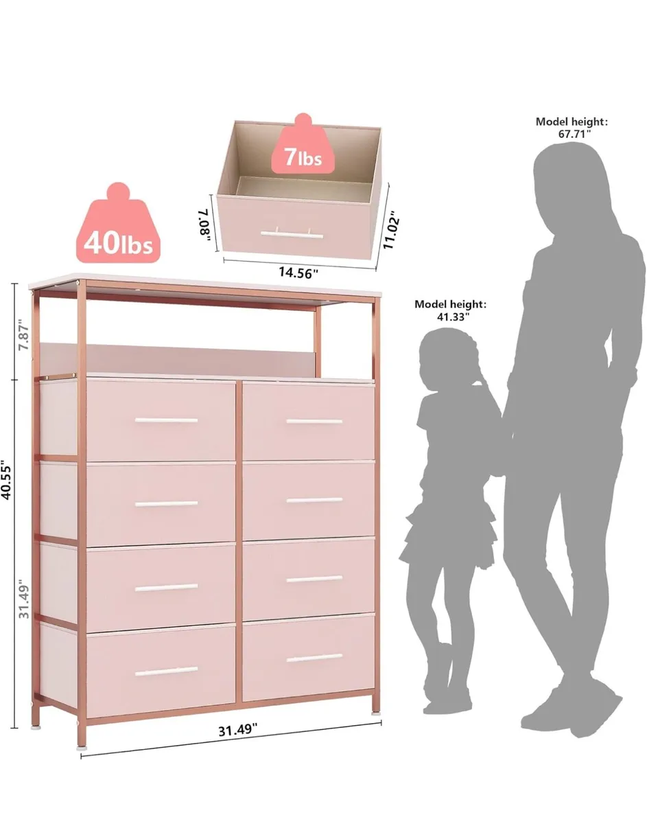 Chest of Drawers, Dresser for Bedroom with 8 Fabri - Image 2