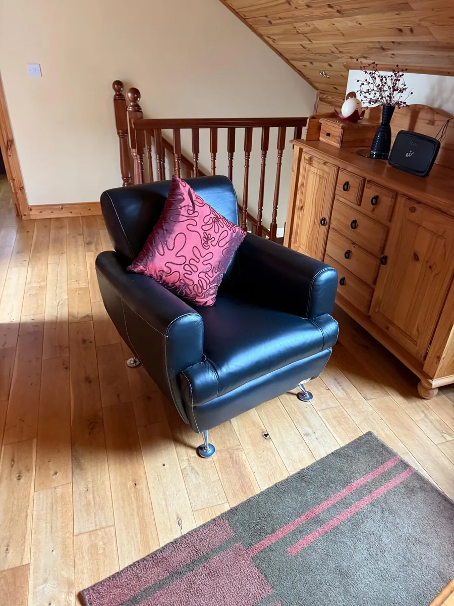 2x leather chairs - Image 1