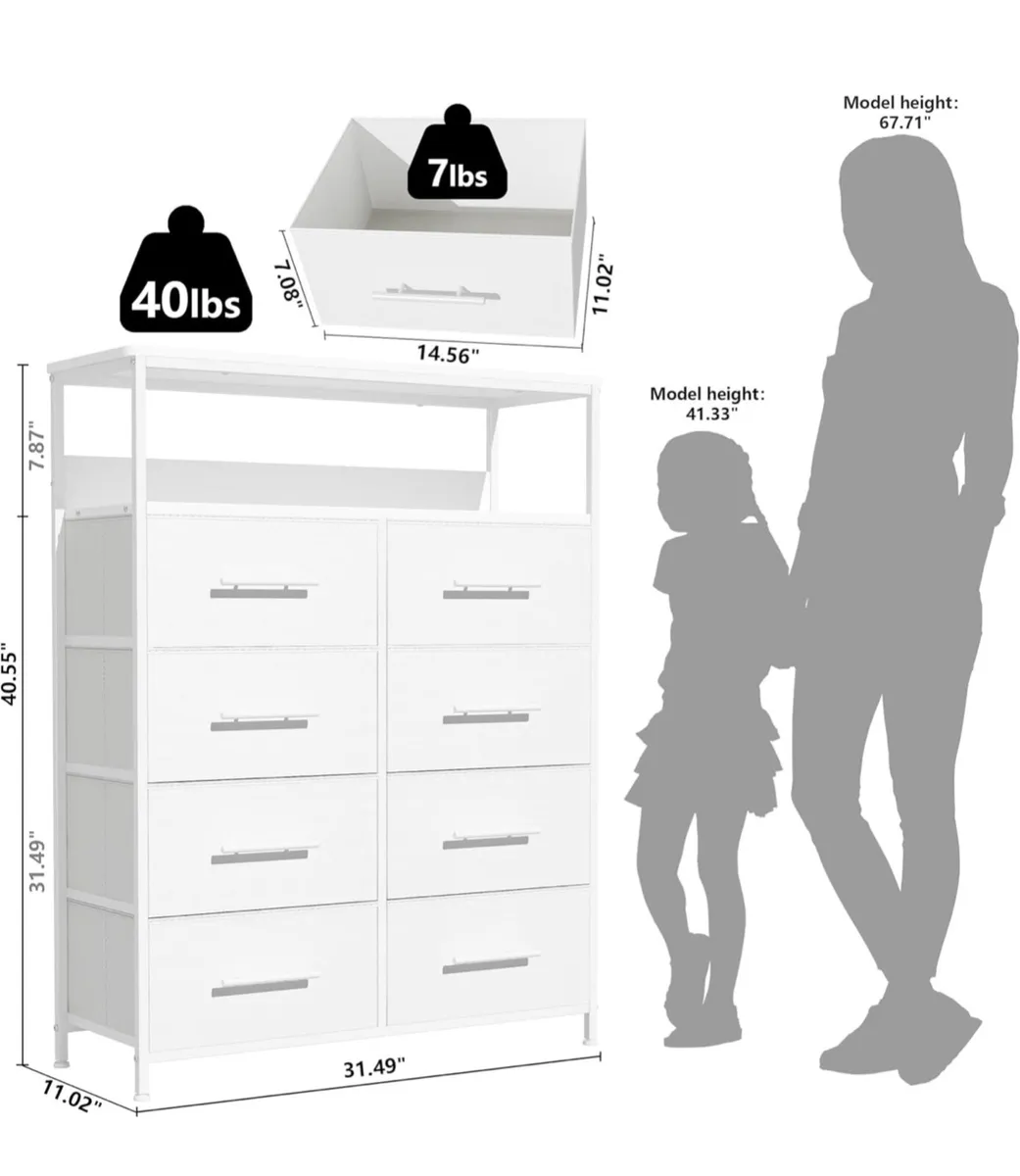 Chest of Drawers, Dresser for Bedroom with 8 Fabri - Image 2