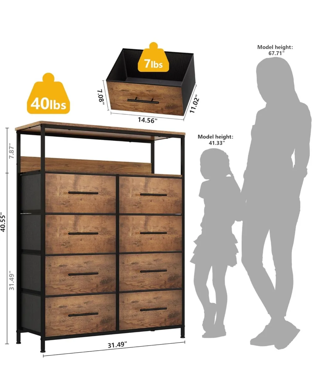Chest of Drawers, Dresser for Bedroom with 8 Fabri - Image 2