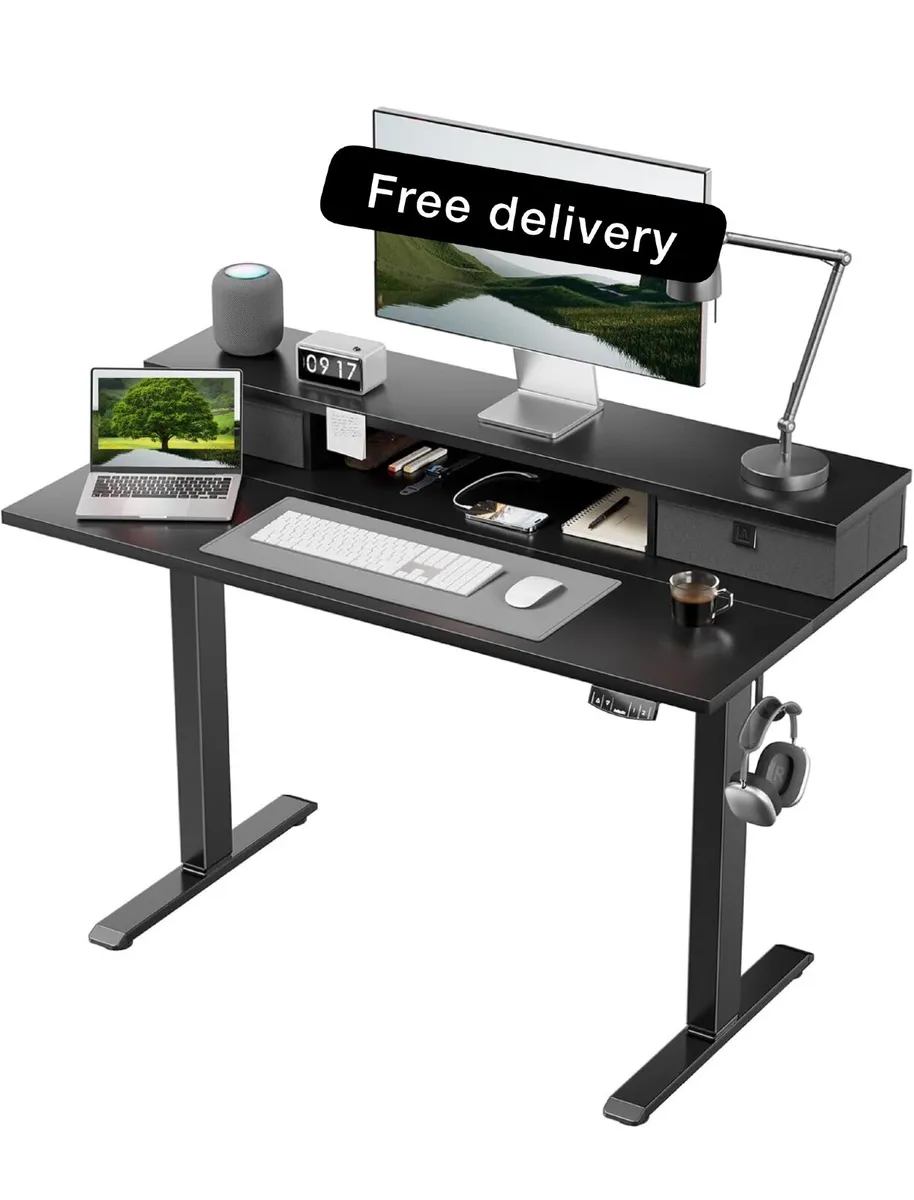 Electric Adjustable Height Desk with 2 Drawers, 10 - Image 1