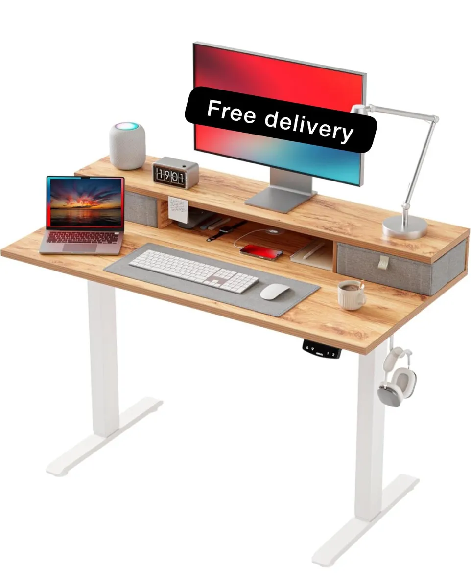 Electric Adjustable Height Desk with 2 Drawers, 10 - Image 2