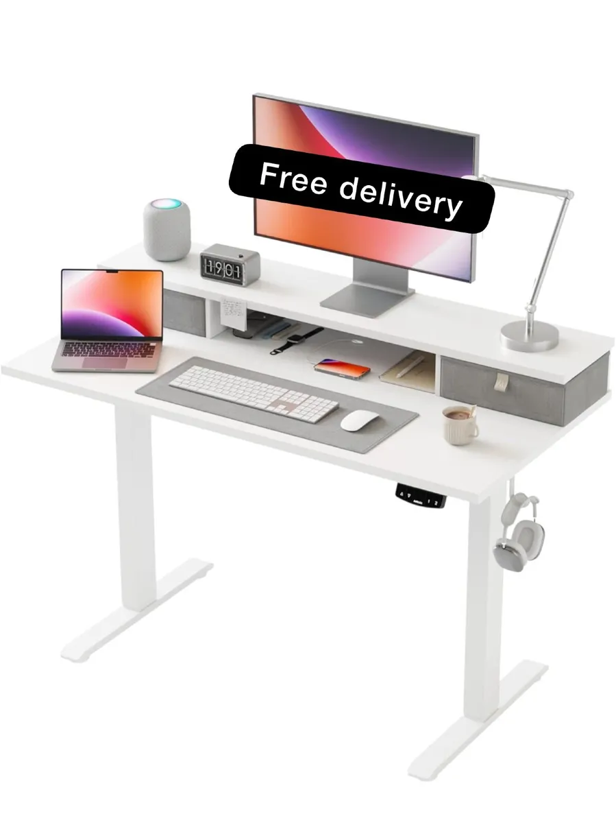 Electric Adjustable Height Desk with 2 Drawers, 10 - Image 1