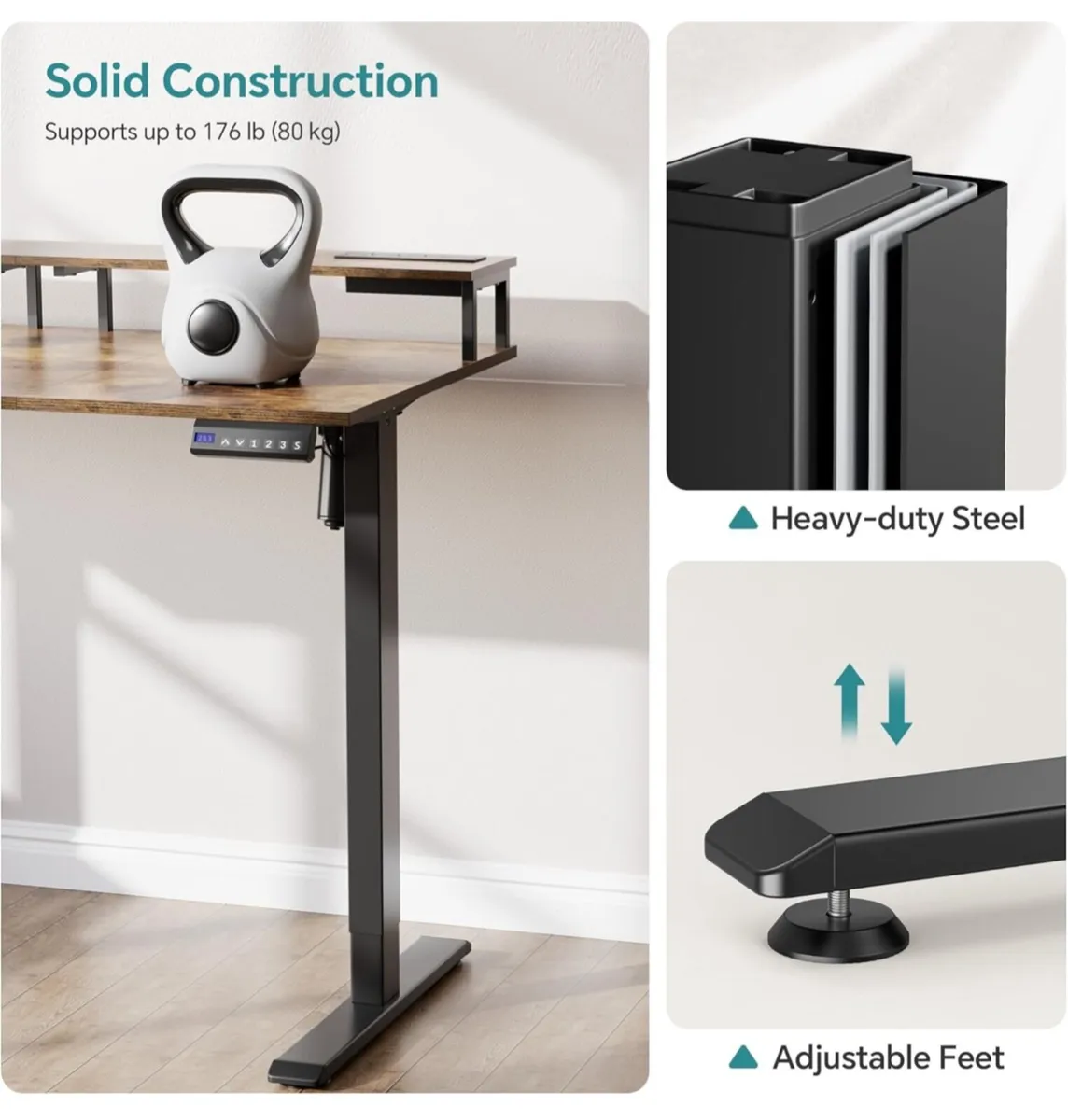 Standing Desk, Electric Height Adjustable Desk wit - Image 2