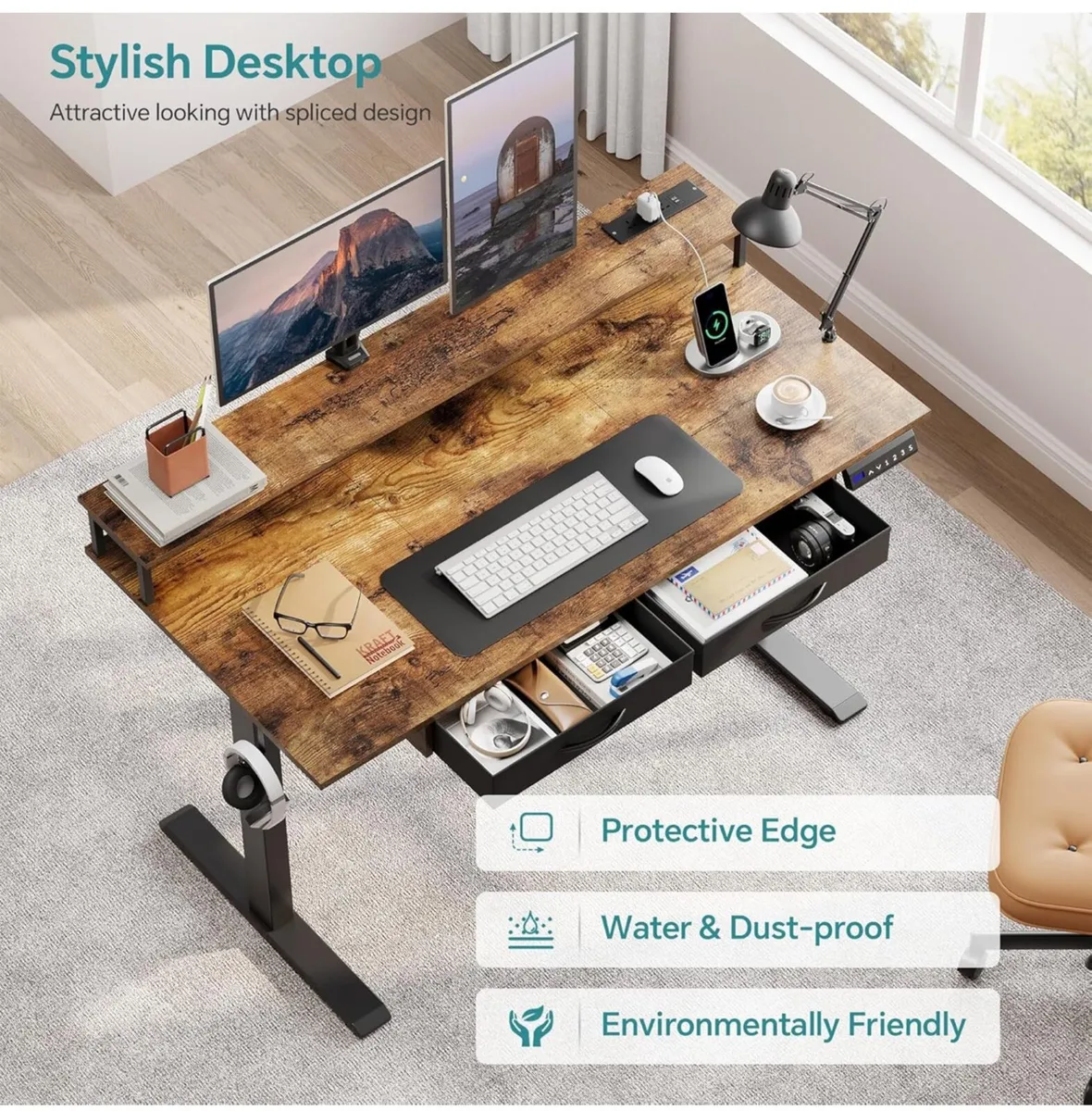 Standing Desk, Electric Height Adjustable Desk wit - Image 1